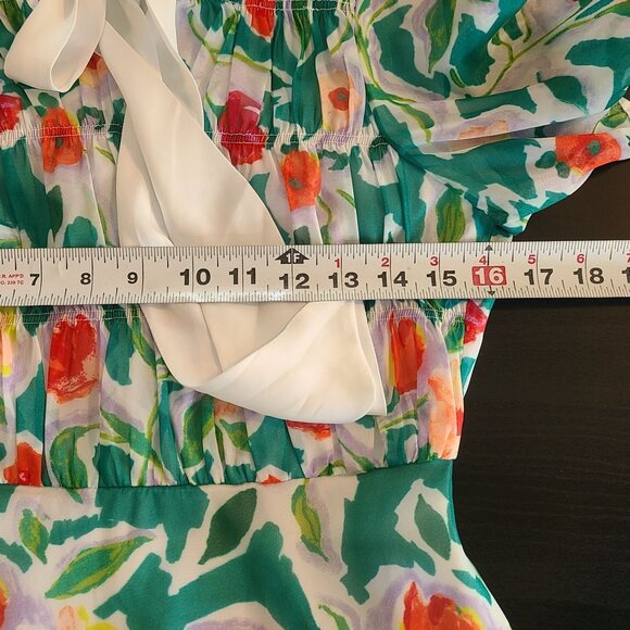 Psalter Poppy Floral Midi Dress Tie Neck Puff Sleeve Cottage Modest 36 EU 6 US - Picture 7 of 9